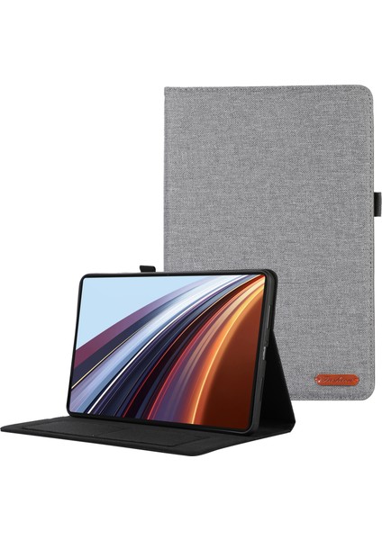 Honor Pad Gt Pro Deri Kılıf Kart Tutucu Kumaş Doku Tablet Standı Kapağı-Gri (Yurt Dışından)