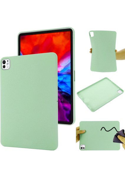 iPad Pro 13(2024) Kılıf Sıvı Silikon Çizilmeye Dayanıklı Tablet Kılıfı-Yeşil (Yurt Dışından)