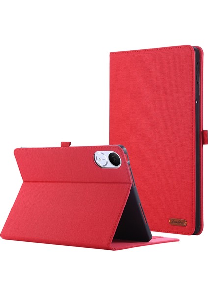 Honor Tablet Gt/pad V9 Deri Kılıf Kart Tutucu Kumaş Doku Tablet Standı Kapağı-Kırmızı (Yurt Dışından)