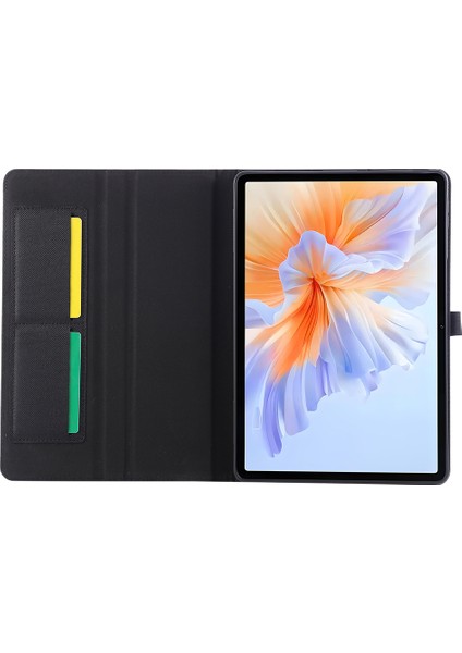 Honor Tablet Gt/pad V9 Deri Kılıf Kart Tutucu Kumaş Doku Tablet Standı Kapağı-Siyah (Yurt Dışından)