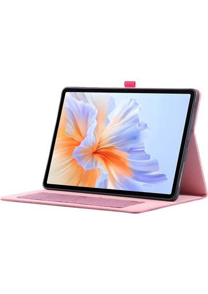 Honor Tablet Gt/pad V9 Deri Kılıf Kart Tutucu Kumaş Doku Tablet Standı Kapağı-Pembe (Yurt Dışından)