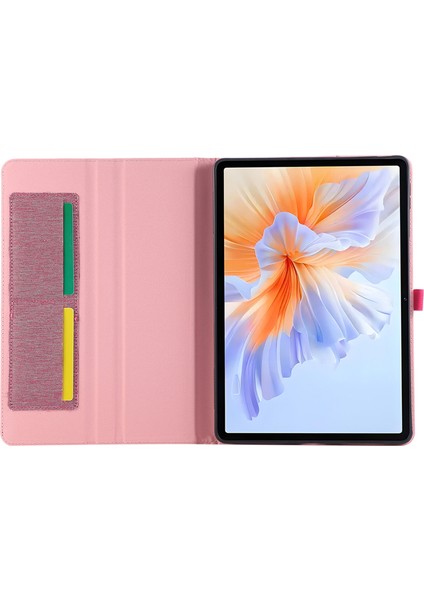 Honor Tablet Gt/pad V9 Deri Kılıf Kart Tutucu Kumaş Doku Tablet Standı Kapağı-Pembe (Yurt Dışından)
