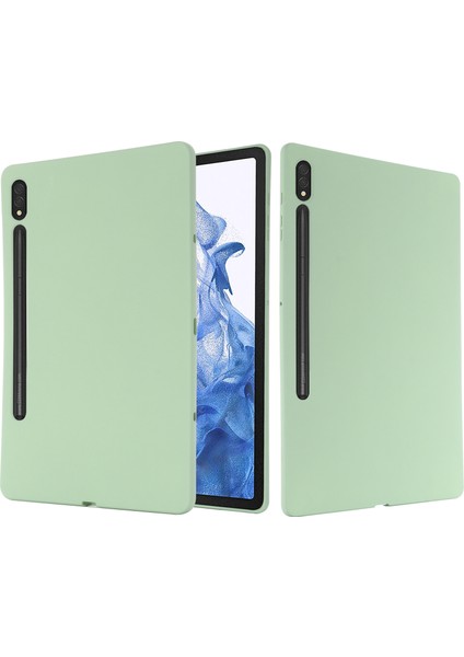 Samsung Galaxy Tab S9 Ultra Sıvı Silikon Kılıf Mikrofiber Astar Tablet Kılıfı-Yeşil (Yurt Dışından)