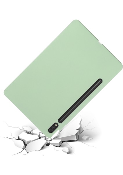 Samsung Galaxy Tab S9 Ultra Sıvı Silikon Kılıf Mikrofiber Astar Tablet Kılıfı-Yeşil (Yurt Dışından)