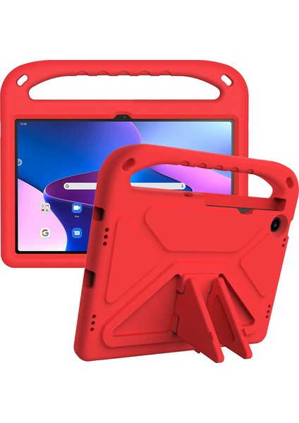 Lenovo Tab M10 Plus (3. Nesil)/xiaoxin Pad 2022 10.6 Inç Düşmeye Karşı Dayanıklı Eva Tablet Kılıfı Ayaklı El Tutacağı Çizilmeye Dayanıklı Taşınabilir Tablet Kılıfı-Kırmızı (Yurt Dışından)