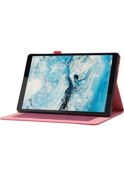 Lenovo Tab M10 Plus (3. Nesil) Tablet Kılıfı Kumaş Dokulu Kart Tutucu Deri Kapak-Pembe (Yurt Dışından)