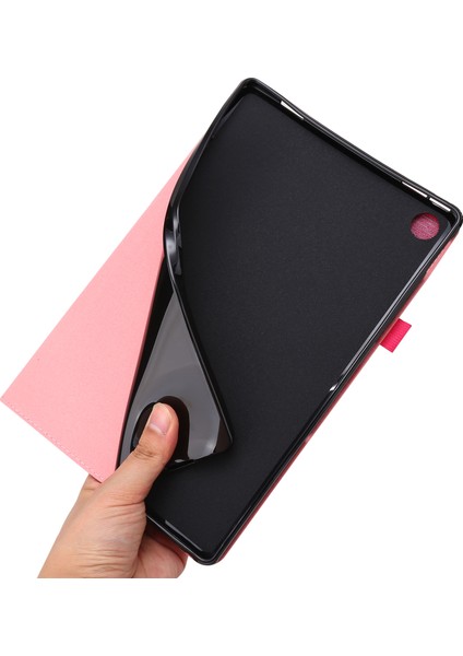 Lenovo Tab M10 Plus (3. Nesil) Tablet Kılıfı Kumaş Dokulu Kart Tutucu Deri Kapak-Pembe (Yurt Dışından)