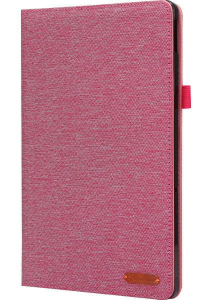 Lenovo Tab M10 Plus (3. Nesil) Tablet Kılıfı Kumaş Dokulu Kart Tutucu Deri Kapak-Pembe (Yurt Dışından)