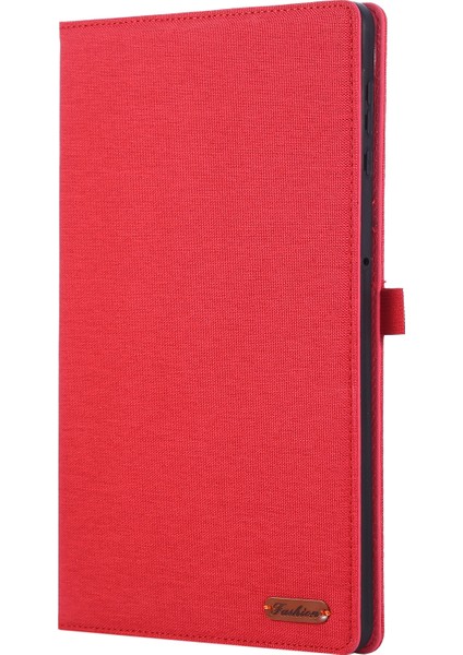 Honor Pad X9A Deri Kılıf Kart Tutucu Kumaş Doku Tablet Standı Kapağı-Kırmızı (Yurt Dışından)