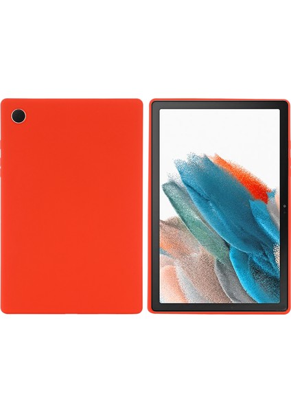 Samsung Galaxy Tab A8 10.5 (2021)/(2022) Için Sıvı Silikon Tablet Kılıfı, Darbeye Dayanıklı Mikrofiber Astarlı Ince Tablet Kılıfı-Kırmızı (Yurt Dışından)