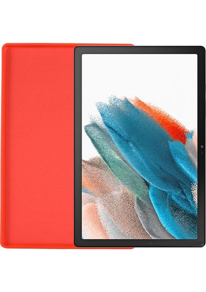 Samsung Galaxy Tab A8 10.5 (2021)/(2022) Için Sıvı Silikon Tablet Kılıfı, Darbeye Dayanıklı Mikrofiber Astarlı Ince Tablet Kılıfı-Kırmızı (Yurt Dışından)
