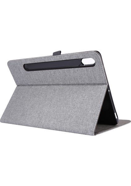 Kumaş Dokulu Kart Yuvaları Stand Deri Koruyucu Kılıf Samsung Galaxy Tab S7 T870/S8-GRI (Yurt Dışından)