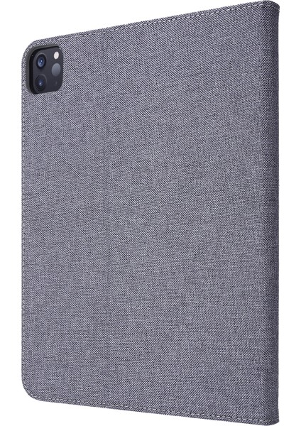 iPad Pro 11 Inç (2022)/(2021)/(2020) Için Kumaş Dokulu Kart Yuvaları Stand Deri Kapak-Gri (Yurt Dışından)