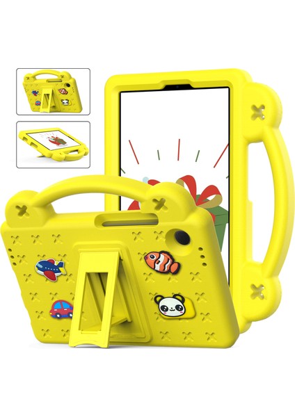 Samsung Galaxy Tab A9 Kılıfı Eva Tablet Kılıfı Düşmeye Karşı Dayanıklı Kickstand Kılıfı Tutma Saplı-Sarı (Yurt Dışından)