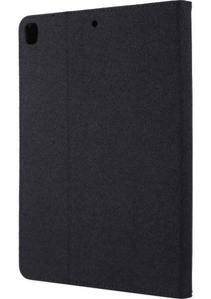 iPad 9.7 Inç (2018)/(2017)/IPAD Air (2013)/AIR 2 Tablet Kılıfı Kumaş Doku Deri Koruyucu Kapak Kart Yuvalı Stand-Siyah (Yurt Dışından)