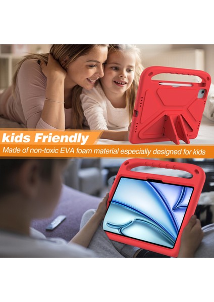 iPad Air 11(2025)/(2024)/PRO 11(2024)KILIF El Tutacağı Destekli Tablet Eva Kılıfı-Kırmızı (Yurt Dışından) fırsatları