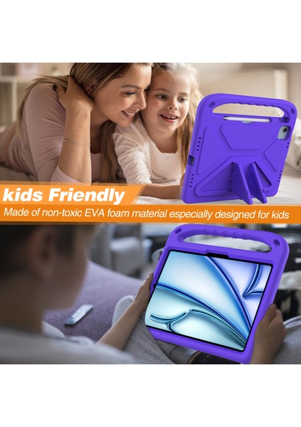 iPad Air 11(2025)/(2024)/PRO 11(2024)KILIF El Tutacağı Destekli Tablet Eva Kılıfı-Mor (Yurt Dışından) fırsatları