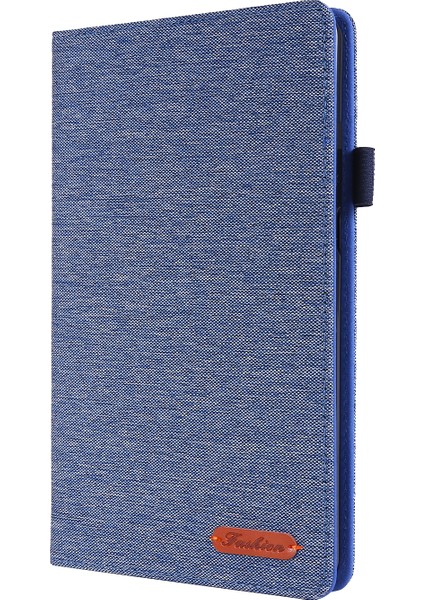 Kumaş Dokulu Kart Yuvaları Stand Deri Kılıf Lenovo Tab M8/tab M8 (2. Nesil)-Mavi (Yurt Dışından)