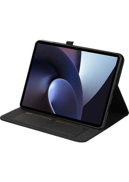 Oneplus Pad Pro Deri Kılıf Kart Tutucu Kumaş Doku Tablet Standı Kapağı-Siyah (Yurt Dışından)
