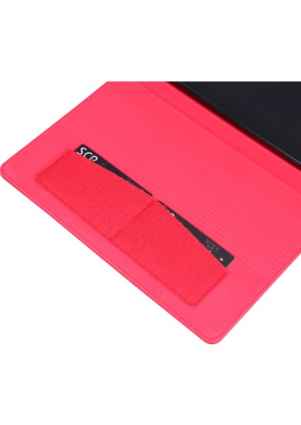 Kumaş Doku Kart Yuvaları Standı Deri Koruyucu Kabuk Samsung Galaxy Tab S6 Lite (2020)/(2022)/(2024)-KIRMIZI (Yurt Dışından)