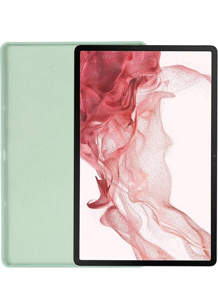 Samsung Galaxy Tab S8+/tab S7+ Sıvı Silikon Tablet Kılıfı Yumuşak Mikrofiber Astarlı Çizilmez Kapak-Yeşil (Yurt Dışından)