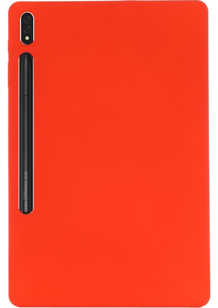 Samsung Galaxy Tab S8+/tab S7+ Sıvı Silikon Tablet Kılıfı Yumuşak Mikrofiber Astarlı Çizilmez Kapak-Kırmızı (Yurt Dışından)