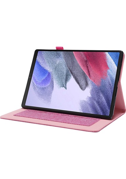 Samsung Galaxy Tab A8 10.5 (2021) Için Kumaş Doku Pu Deri Tablet Kılıfı Katlanır Stand Folio Koruyucu Kapak Kart Yuvaları Ile-Pembe (Yurt Dışından)
