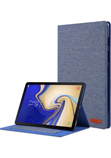 Kumaş Dokulu Kart Yuvaları Stand Deri Kılıf Samsung Galaxy Tab S5E SM-T720-MAVI (Yurt Dışından)