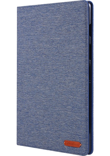 Kumaş Dokulu Kart Yuvaları Stand Deri Kılıf Samsung Galaxy Tab S5E SM-T720-MAVI (Yurt Dışından)