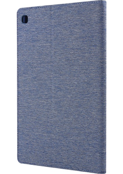 Kumaş Dokulu Kart Yuvaları Stand Deri Kılıf Samsung Galaxy Tab S5E SM-T720-MAVI (Yurt Dışından)