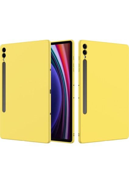 Samsung Galaxy Tab S9+Kılıf Çizilmez Sıvı Silikon Kapak-Sarı (Yurt Dışından)