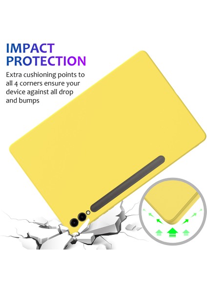 Samsung Galaxy Tab S9+Kılıf Çizilmez Sıvı Silikon Kapak-Sarı (Yurt Dışından)
