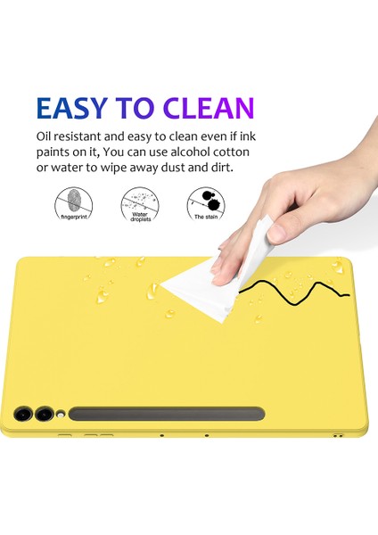 Samsung Galaxy Tab S9+Kılıf Çizilmez Sıvı Silikon Kapak-Sarı (Yurt Dışından)