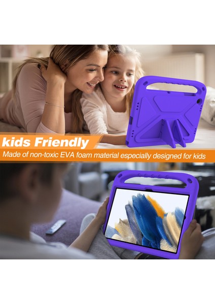 Samsung Galaxy Tab A9+ Kılıf Sap Tasarımı Eva Tablet Kılıfı ve Ayaklık-Mor (Yurt Dışından)