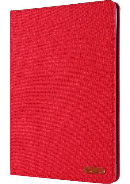 Kumaş Dokulu Kart Yuvaları Standlı Deri Kapaklı Kılıf iPad 10.2(2021)/(2020)/(2019)-KIRMIZI (Yurt Dışından)