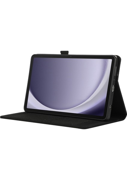 Samsung Galaxy Tab A9+ Kılıf Darbeye Dayanıklı Deri Folio Stand Tablet Kılıfı-Siyah (Yurt Dışından)