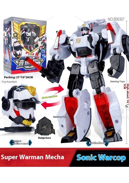 Mini Gizli Servis Süper Troopers King Power 7 Devriye Troopers Oyuncak Polis Arabası Mecha Dönüşüm Robotu (Yurt Dışından)