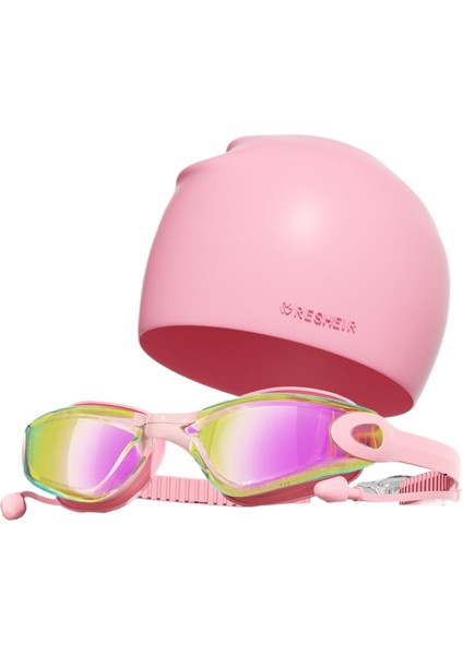 Hd Buğu Önleyici Su Geçirmez Yüzme Gözlüğü Yüzme Şapkası Seti (Yurt Dışından)