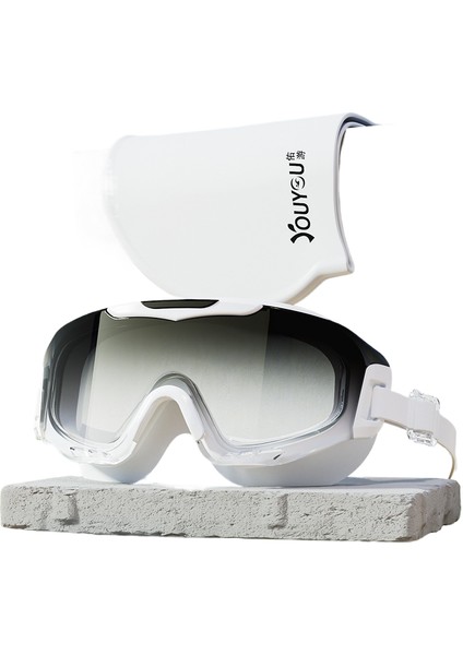 Hd Buğu Önleyici Su Geçirmez Büyük Çerçeve Yüzme Gözlüğü Yetişkin Dalış Özel Yüzme Şapkası (Yurt Dışından)