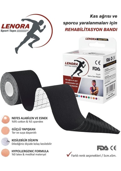Siyah 5 Metre x 5 cm Sporcu Bandı