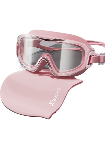 Hd Buğu Önleyici Su Geçirmez Büyük Çerçeve Yüzme Gözlüğü Yetişkin Dalış Özel Yüzme Şapkası (Yurt Dışından)