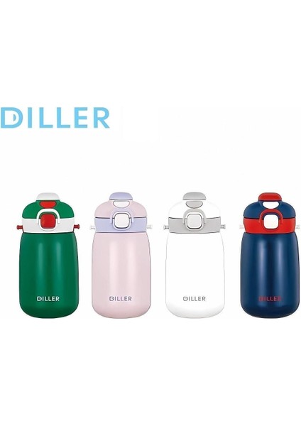 420ml Çelik Su Şişesi, Kapak ve Pipetli, Sıcak-Soğuk, Askılı, Dayıklı, Lacivert