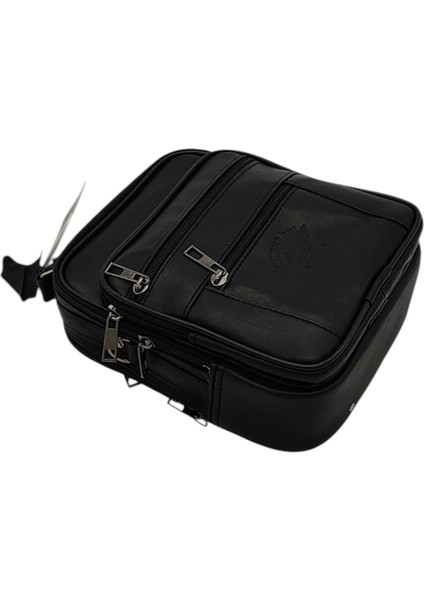 Gerçek Deri Askılı Dikey Model Erkek El Çantası 21X17X8 cm Siyah indirimleri