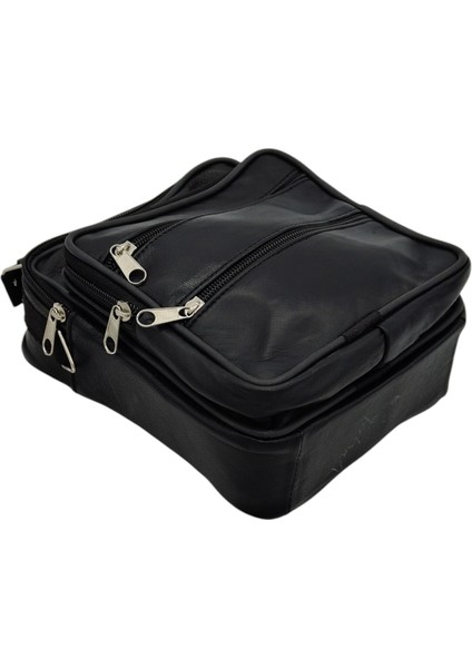 Gerçek Deri Askılı Dikey Model Erkek El Çantası 19X16X8 cm Siyah fırsatları