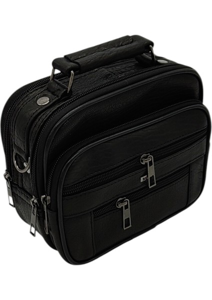 Gerçek Deri Askılı Yatay Model Erkek El Çantası 15X18X9 cm