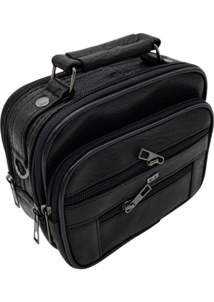 Gerçek Deri Askılı Yatay Model Erkek El Çantası 17X22X9 cm