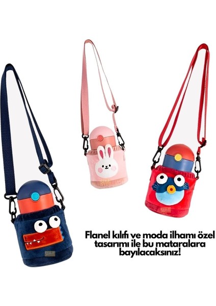 Sevimli Hayvanlar Temalı 300ml Çelik Termos Kırmızı Balık Tasarımı