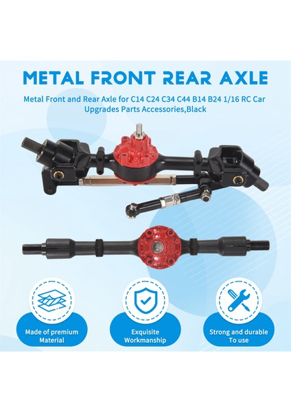Wpl C14 C24 C34 C44 B14 B24 1/16 Rc Araba Yükseltmeleri Parçaları Aksesuarları Için Metal Ön ve Arka Aks, Siyah (Yurt Dışından) fırsatları