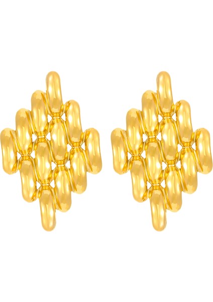 Avrupa ve Amerika Birleşik Devletleri Modası Vahşi Kişilik Paslanmaz Çelik Küpeler Kadın Geometrik Küpeler Saplama Küpeler (Yurt Dışından)