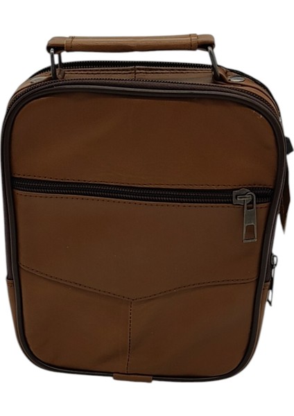 Gerçek Deri Askılı Dikey Model Erkek El Çantası 21X17X8 cm Kahverenkli modelleri